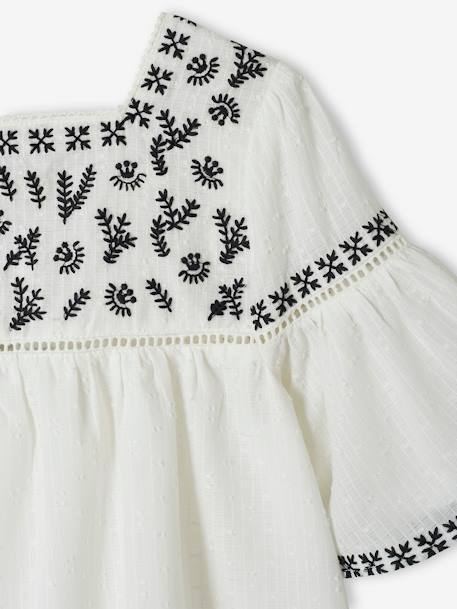 Embroidered Blouse for Girls ecru 