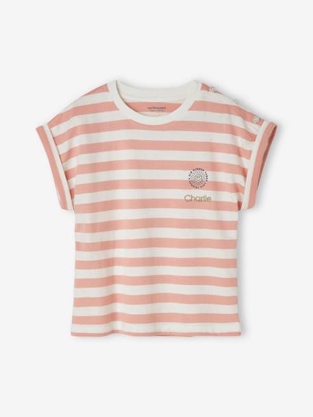 Striped T-Shirt for Girls striped green+striped pink 