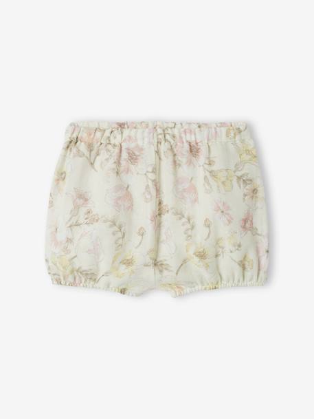 Occasion wear Shorts in Cotton Gauze for Babies ecru 