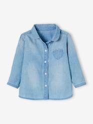 Baby-Blouses & Shirts-Faded Denim Shirt for Baby Girls