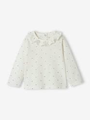 Baby-T-shirts & Roll Neck T-Shirts-Top with Frill on the Neckline, for Baby Girls