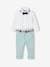 Occasion Wear Outfit: Trousers with Belt, Shirt & Bow Tie for Babies white 