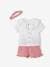 3-Piece Combo, Embroidered Blouse, Cotton Gauze Shorts & Matching Hairband for Babies rose 