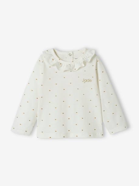 Top with Frill on the Neckline, for Baby Girls rosy+White/Print 