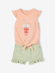 -Frilly Combo, Knot Effect T-Shirt & Shorts