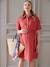 Embroidered Cotton Gauze Shirt Dress, Maternity & Nursing Special tomato red 