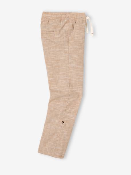 Trousers, Convert into Cropped Trousers, in Lightweight Fabric, for Boys Light Blue+marl beige 