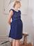 Short Dress in Jersey Knit & Broderie Anglaise, Maternity & Nursing Special navy blue+pearly grey 