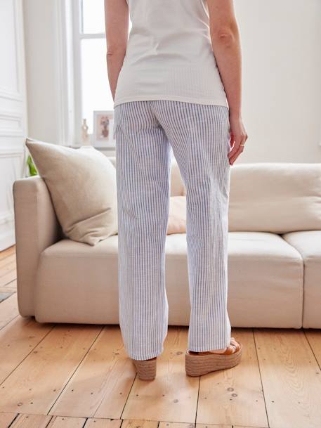 Striped Wide-Leg Trousers, for Maternity chambray blue 