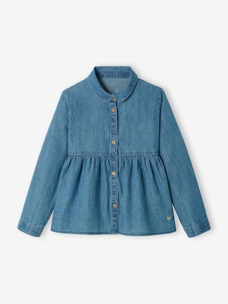 Blouse in Lightweight Denim for Girls Denim Blue 