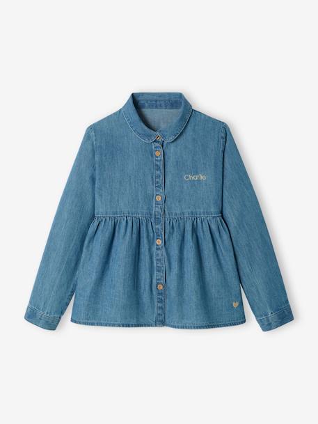 Blouse in Lightweight Denim for Girls Denim Blue 