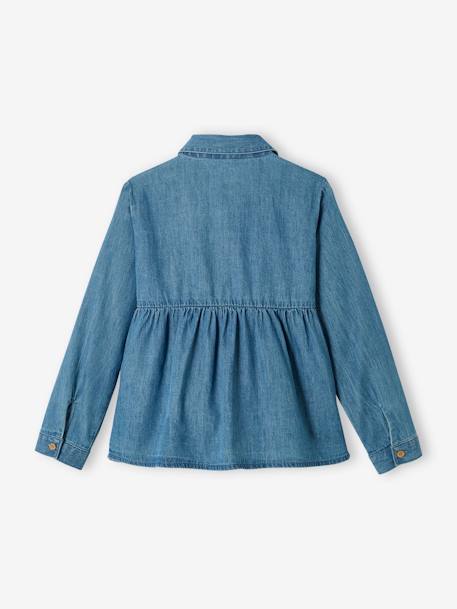 Blouse in Lightweight Denim for Girls Denim Blue 