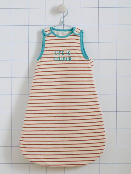 Summer Special Baby Sleeping Bag in Terry Cloth, Summer Dreams striped brown+striped green+striped navy blue 