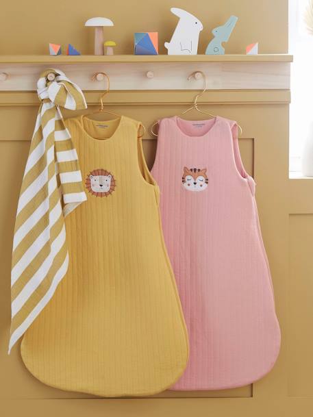 Summer Special Sleeveless Baby Sleeping Bag, Animals ochre 