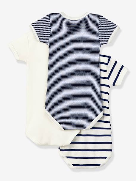 Pack of 3 Short Sleeve Bodysuits in Organic Cotton, by Petit Bateau white 