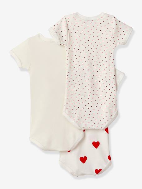 Pack of 3 Short Sleeve Bodysuits in Organic Cotton, by Petit Bateau white 