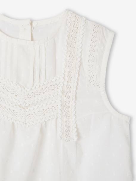 Sleeveless Blouse with Fancy Details, for Girls ecru 