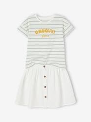 Girls-T-Shirt & Skirt Combo in Cotton Gauze, for Girls