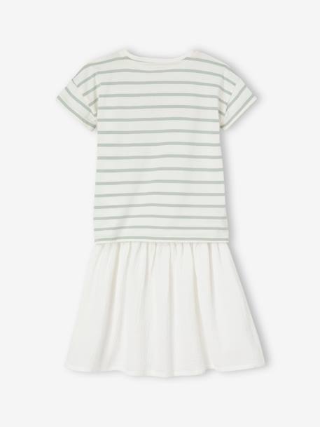 T-Shirt & Skirt Combo in Cotton Gauze, for Girls ecru 