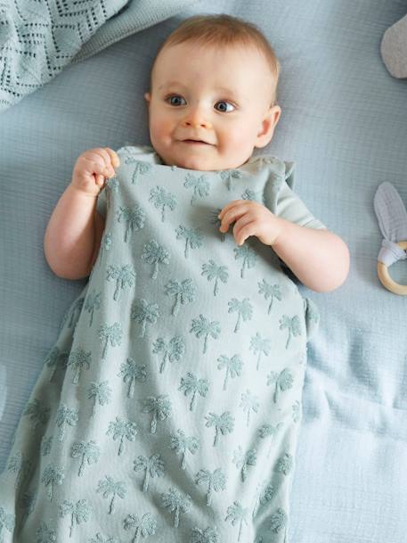 Baby Sleeping Bag in Towelling, Summer Special sage green+strawberry 