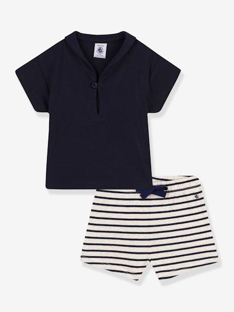 2-Piece Ensemble for Newborn Babies, PETIT BATEAU blue 