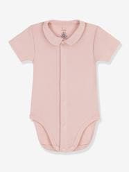 Baby-Bodysuits & Sleepsuits-Short Sleeve Bodysuit with Collar, by PETIT BATEAU