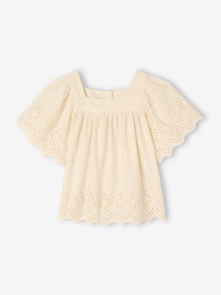 Short Sleeve Blouse in Broderie Anglaise, for Babies ecru 