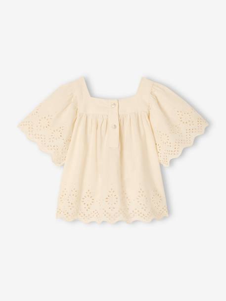 Short Sleeve Blouse in Broderie Anglaise, for Babies ecru 