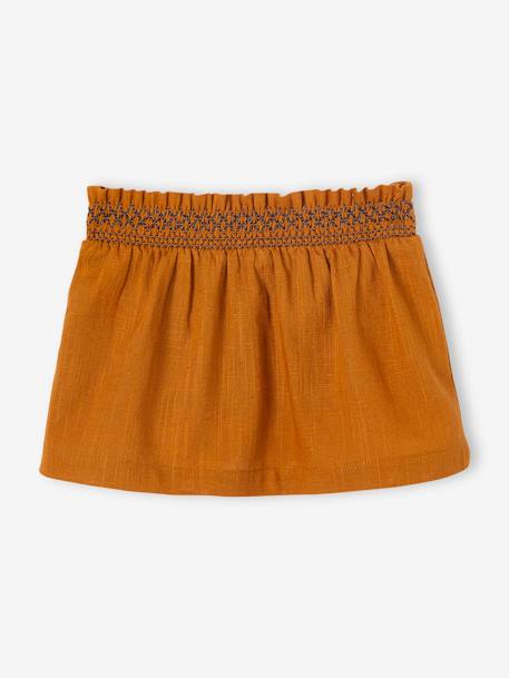 Skirt with Embroidered Smocking for Babies caramel 