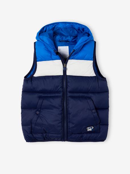 Hooded Colourblock Bodywarmer for Boys electric blue+navy blue+peacock blue 