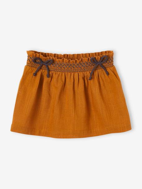 Skirt with Embroidered Smocking for Babies caramel 