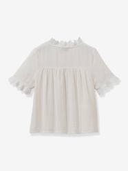 Girls-Shirt with Broderie Anglaise for Girls, by CYRILLUS