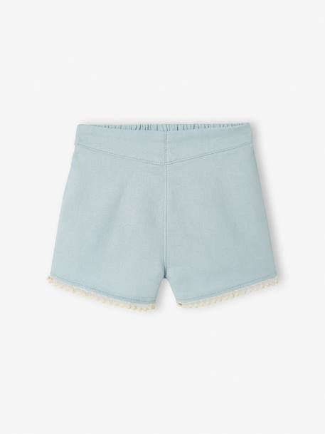 Shorts with Pompom Trim for Babies sky blue 