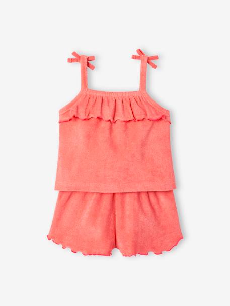 Terry Cloth Combo for Babies: Strappy Top & Shorts coral 