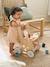 Walker with Seat for Doll, in FSC® Wood green+pink 