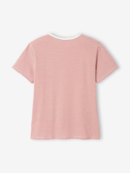 Striped Cotton T-Shirt, Maternity & Nursing Special green+RED MEDIUM STRIPED 