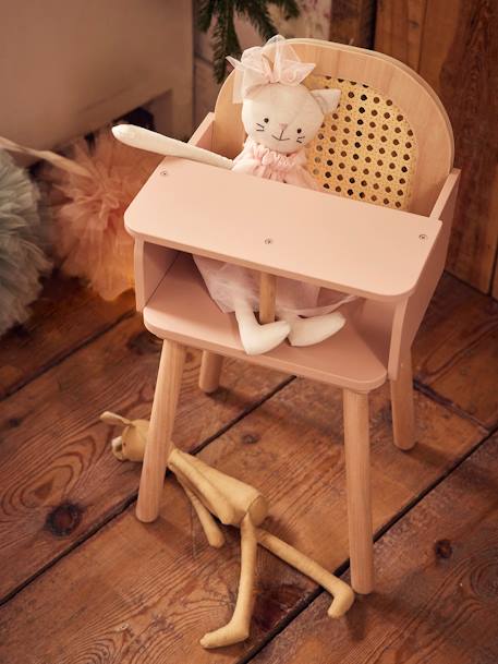 High Chair in FSC® Wood & Wicker Multi+white 