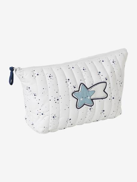 Toiletry Bag in Cotton for Children ecru+printed pink 