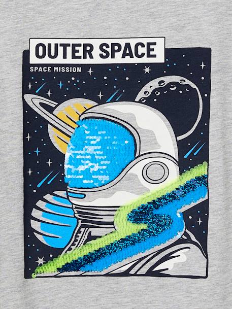 Astronaut T-Shirt with Sequins for Boys marl grey+navy blue 