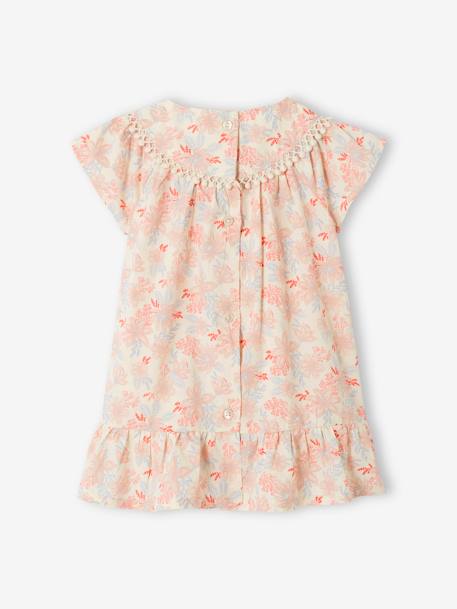 Floral Short Sleeve Dress for Babies ecru 