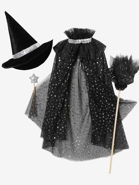 Glittery Cape + Wand black+blue+WHITE LIGHT SOLID WITH DESIGN 