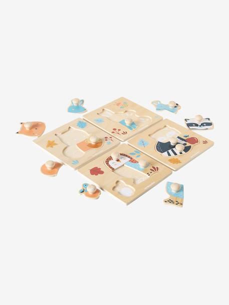 Pack of 4 Peg Puzzles in FSC® wood, Forest Friends wood 