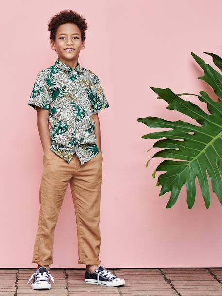 Lightweight Trousers in Cotton/Linen, for Boys hazel+night blue+sage green 