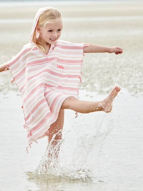 Fouta Striped Poncho for Children striped blue+striped pink 