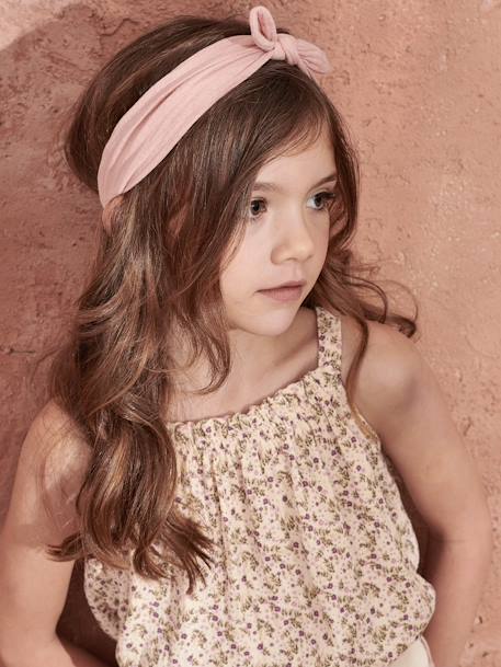 Strappy Blouse in Cotton Gauze, for Girls ecru+fluorescent coral+printed white+sandy beige 