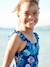 Swimsuit with Tropical Print, for Girls navy blue 