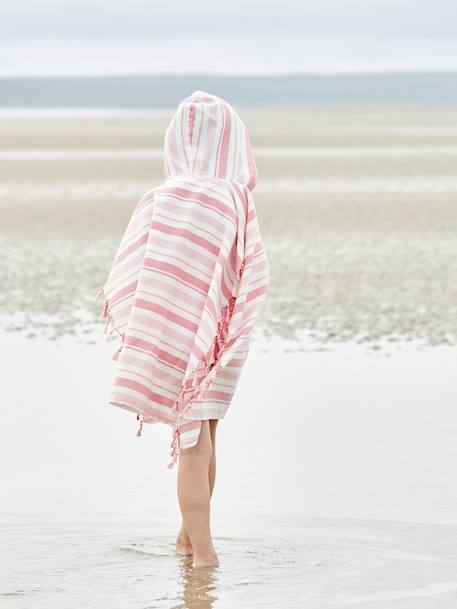 Fouta Striped Poncho for Children striped blue+striped pink 