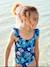 Swimsuit with Tropical Print, for Girls navy blue 