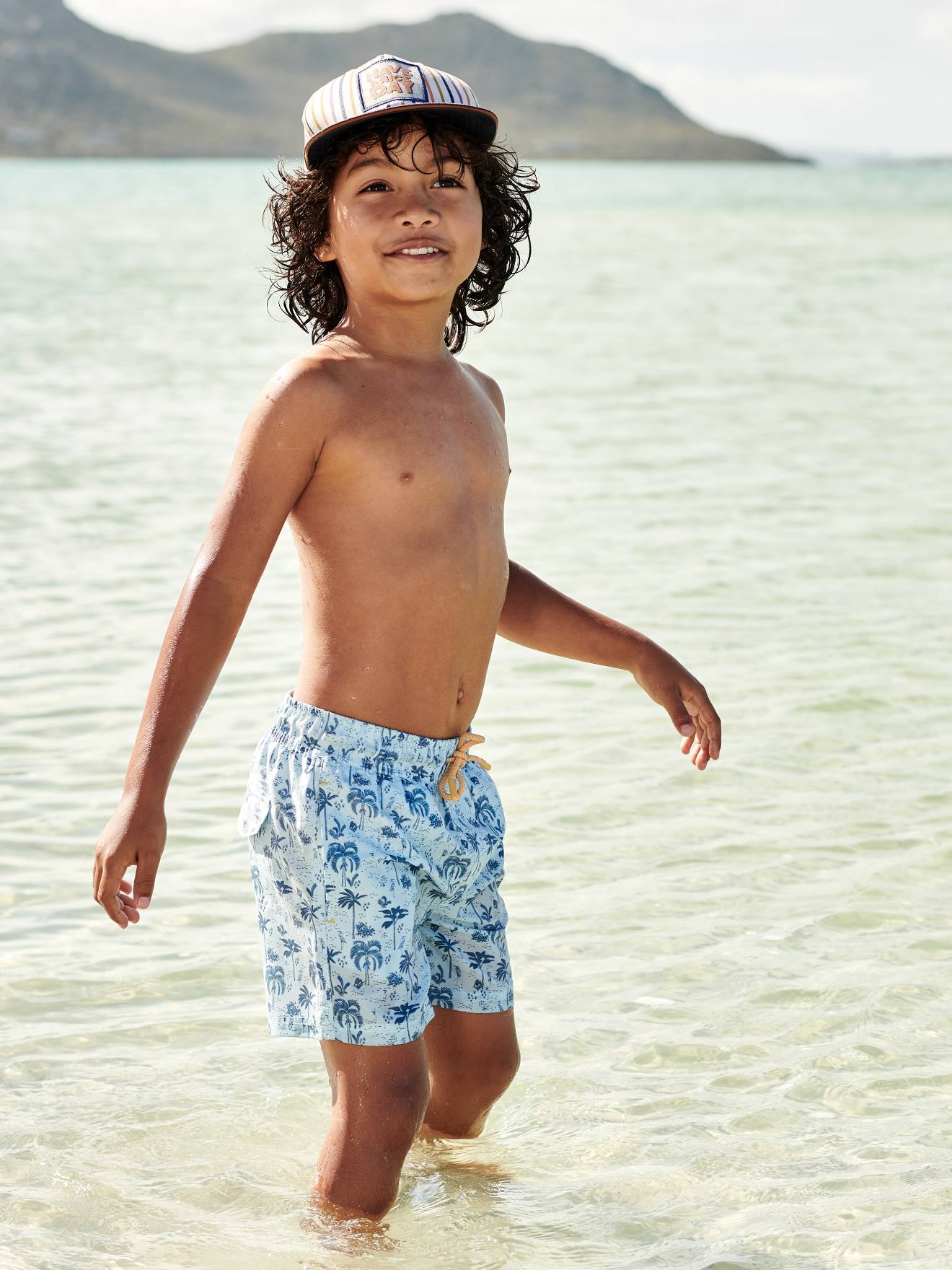 Printed Swim Shorts for Boys sky blue Boys Vertbaudet