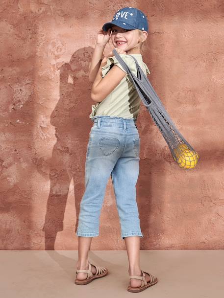 Cropped Denim Trousers with Bow for Girls double stone+stone 